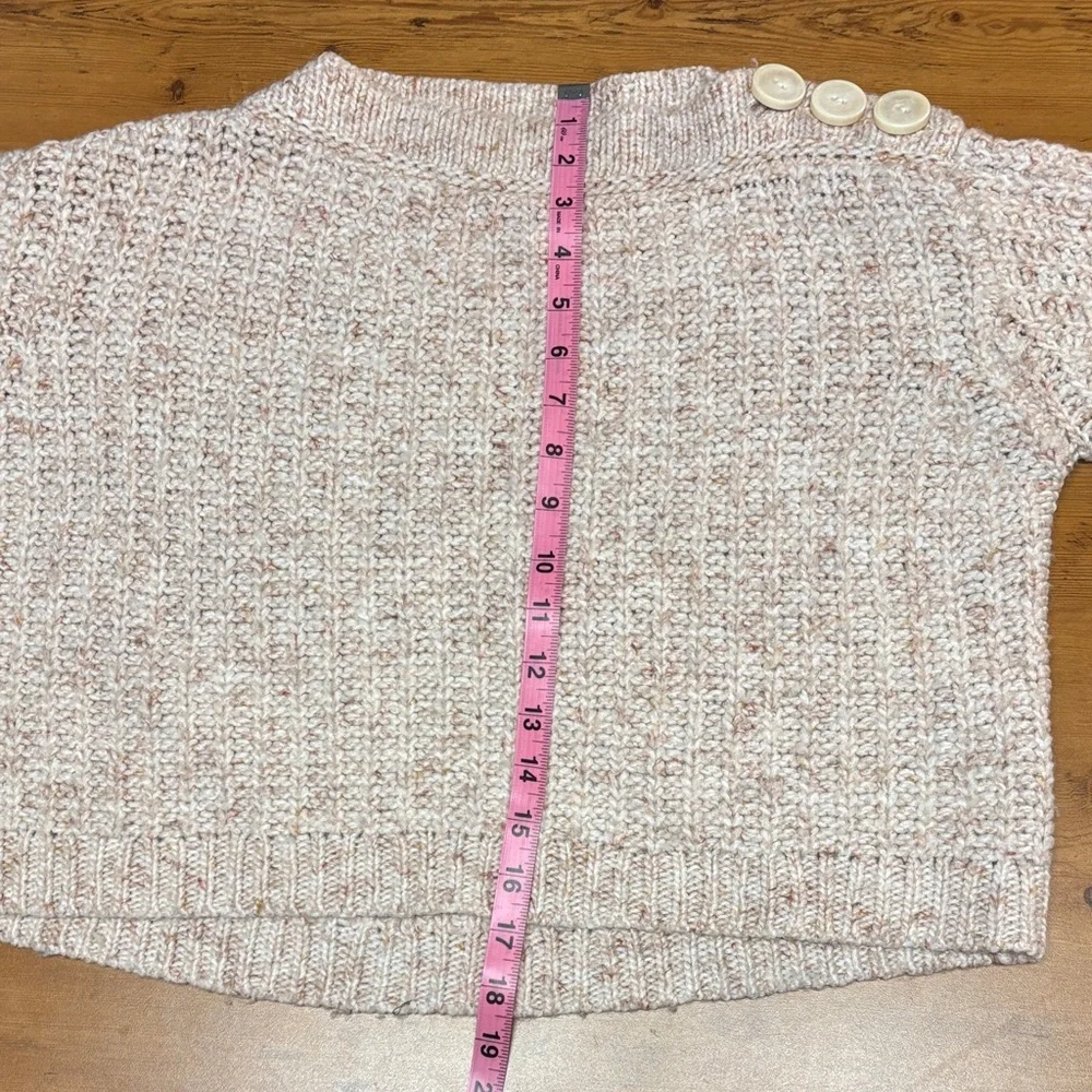 J. Crew Textured Knit Sweater‎ - Cream/Pink With Button Neck